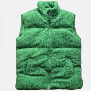 Green Sherpa /fleece puffer vest 💚